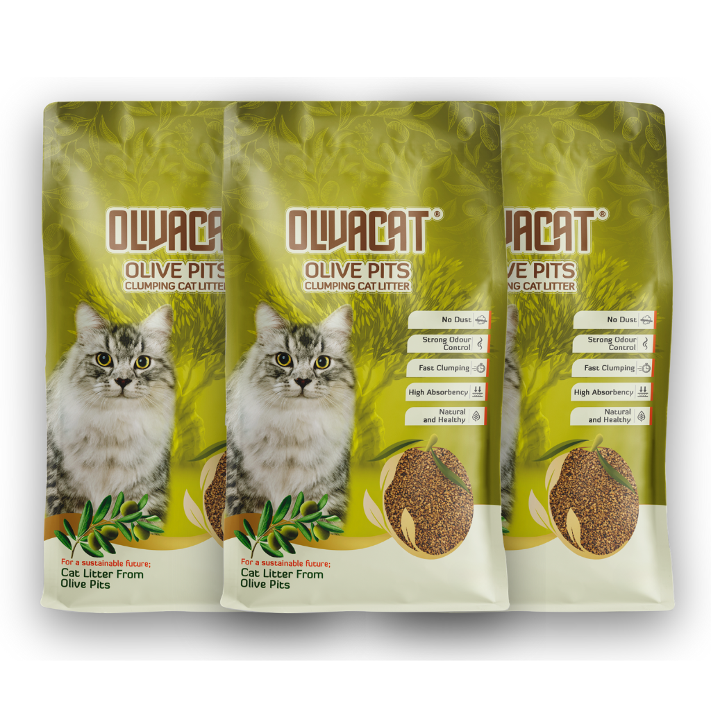 Natural Olive Pit Litter 6kg (3 Bags)